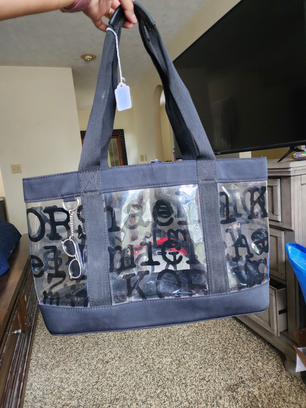 Michael Kors Black and Clear Script Tote - Picture 1 of 6